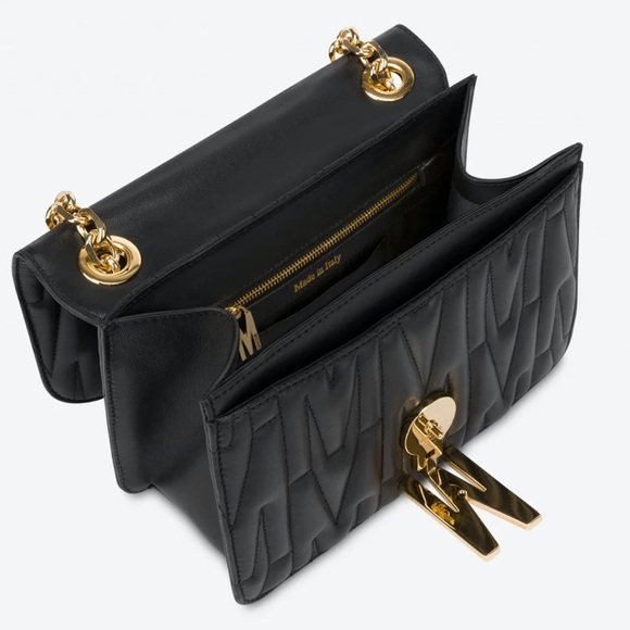 Authentic Moschino m logo monogram medium crossbody bag black and gold - Picture 3 of 16